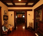 Renovated interior view. The existing wood trim of the home was restored.