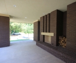 View of the front porch fireplace