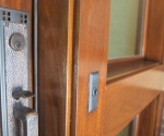 detail of the mahagony entry door
