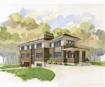 Original watercolor rendering of the home