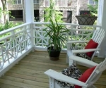 Porches were rebuilt with historic details to match the original.